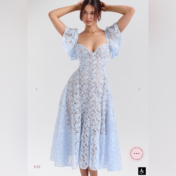 lace mid length dresses Floral Lace Long Sleeve Midi Dress L main image 0